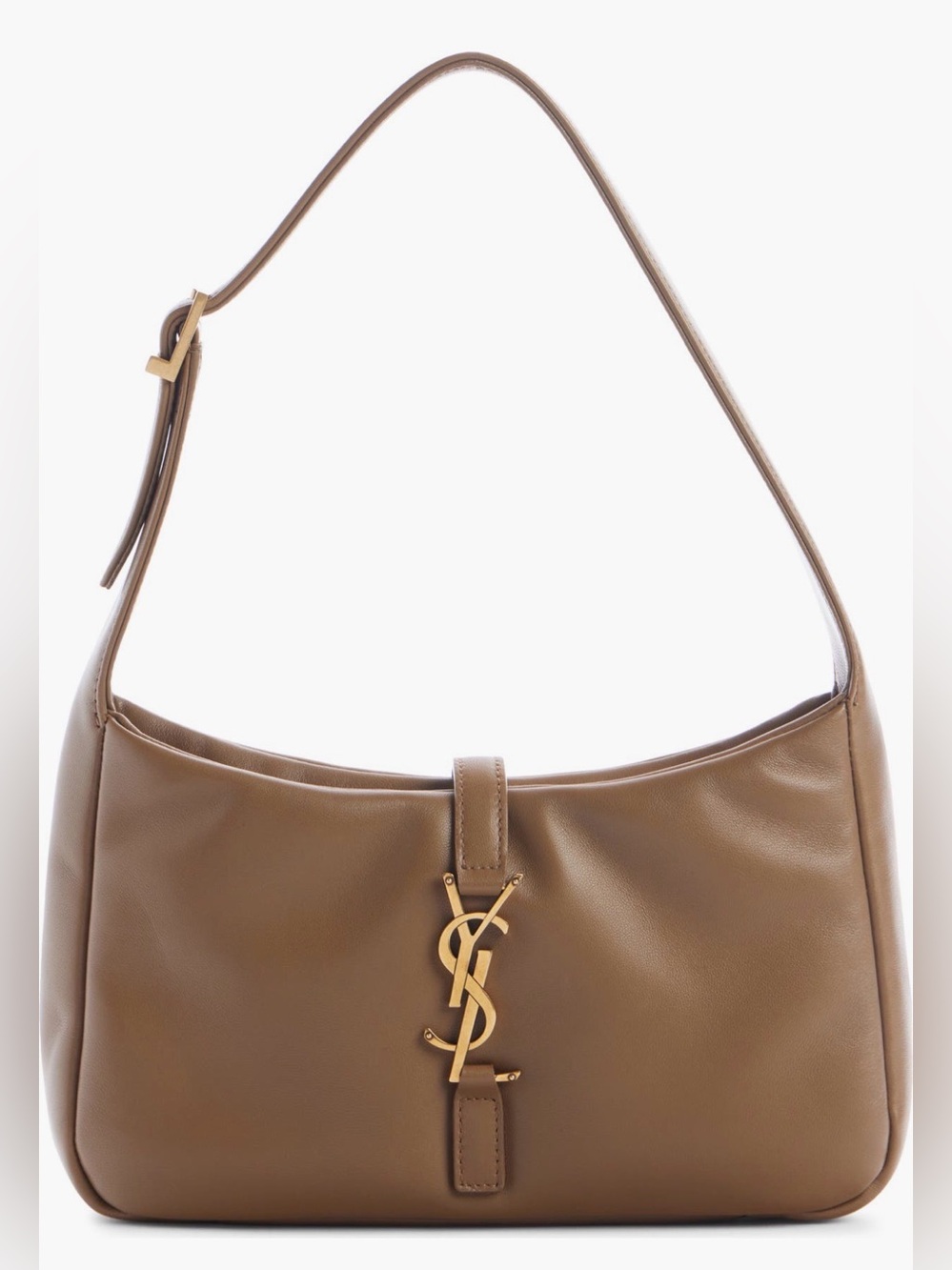 Saint Laurent Le 5À 7 Padded Leather Hobo Bag NEW Dark Peanut